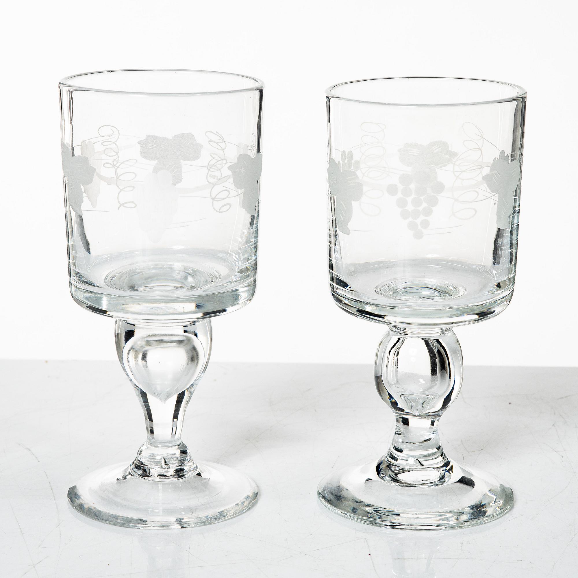 A set of 'Swedish old' wine glasses, Reijmyre, Sweden.