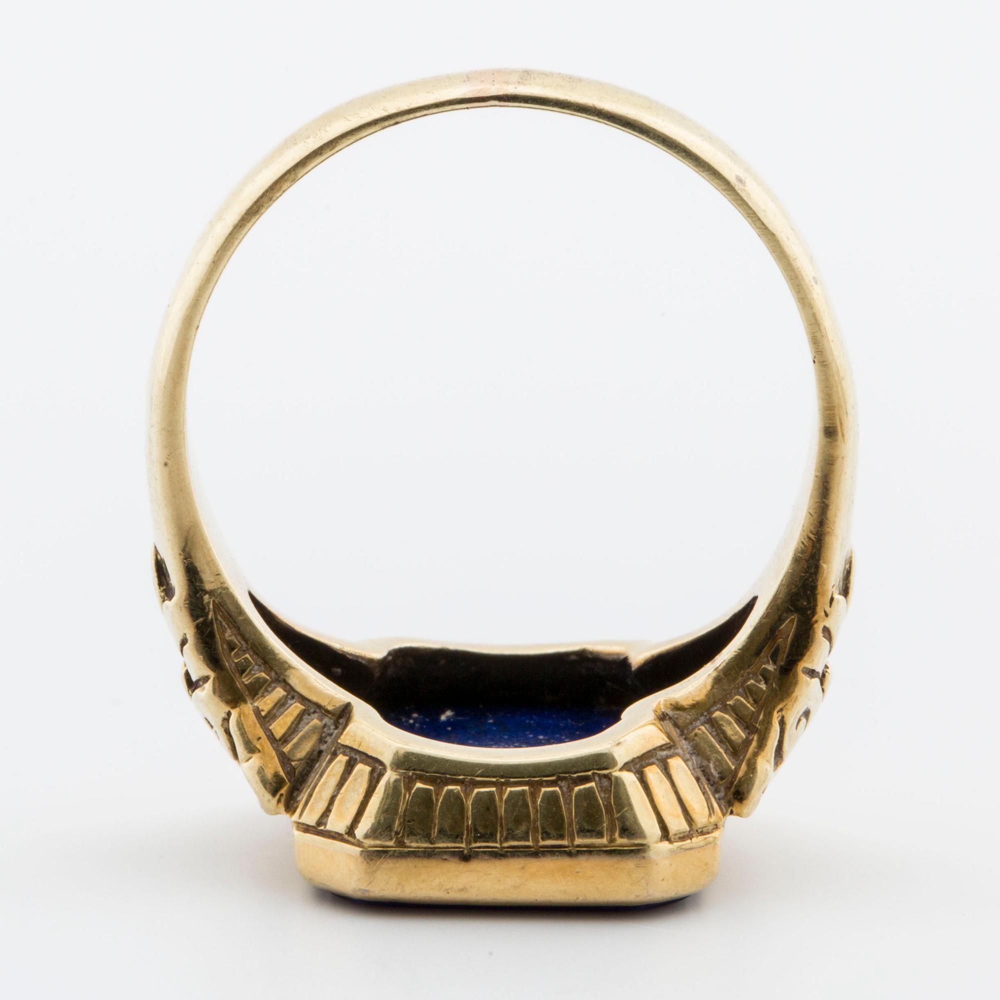 RING, 14K guld med lapis lazuli.