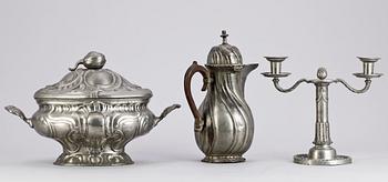 PARTI TENN, 3 delar, 1800/1900-tal.