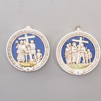 Two mid 20th century ceramic wall reliefs from Zaccagnini, Firenze Italy.