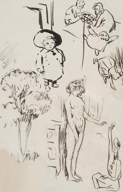 PIERRE BONNARD, Bläck på uppfodrat papper.