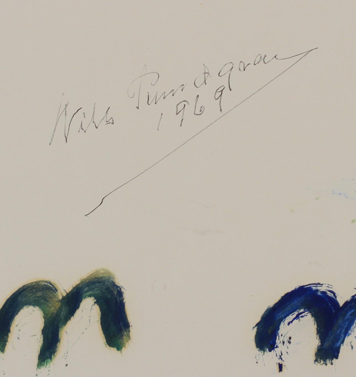 NILS RUNDGREN, "Björnjägaren", blandteknik, sign o dat 1969.
