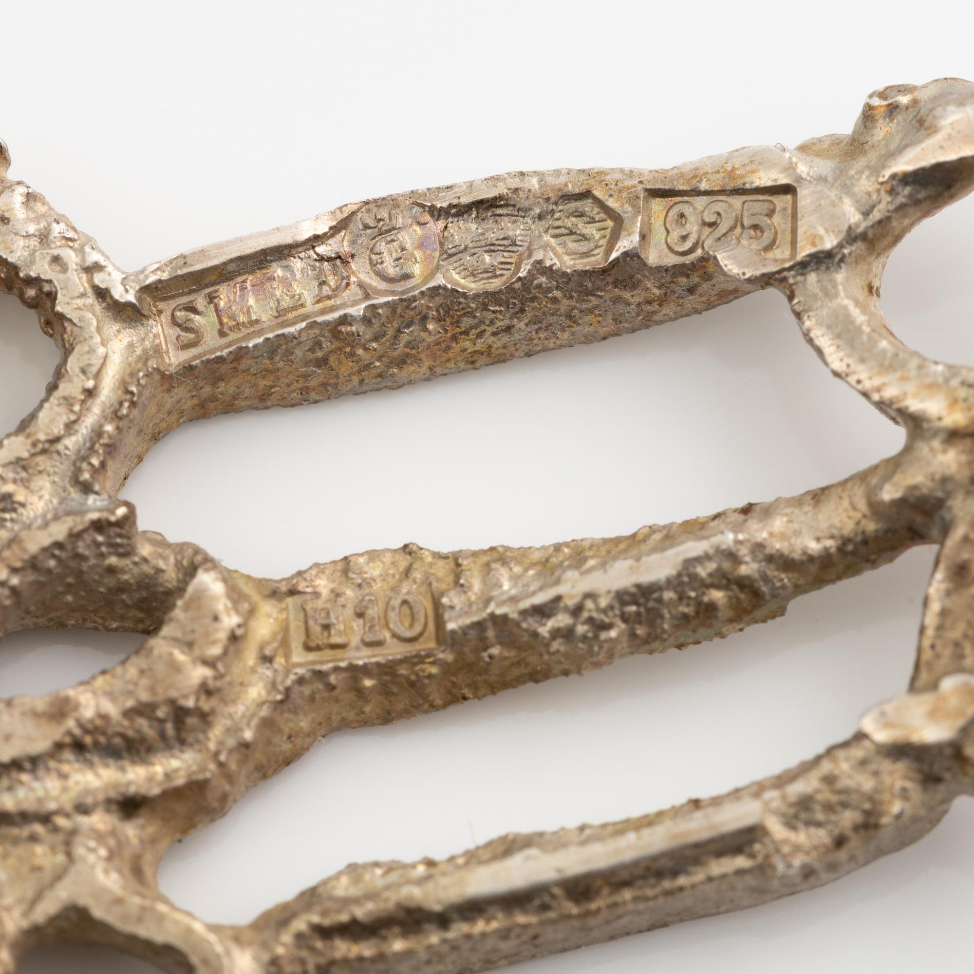 Lars Arby, a bracelet and two pendants, sterling silver, Gothenburg 1982, 1981 and 1978.