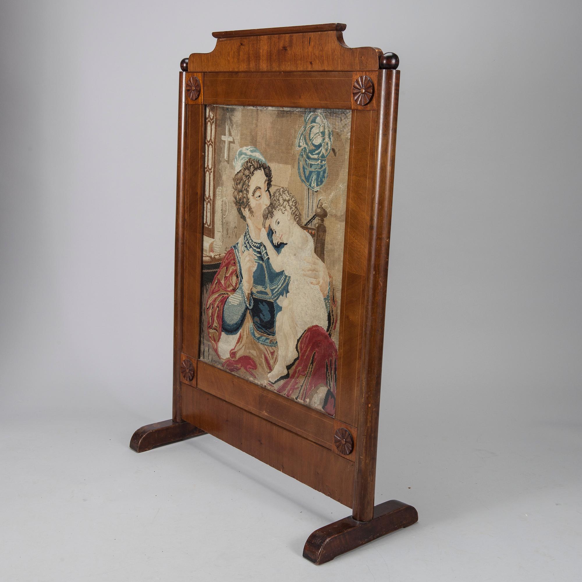 ELDSKÄRM, mahogny, Biedermeier, 1800-talets mitt.