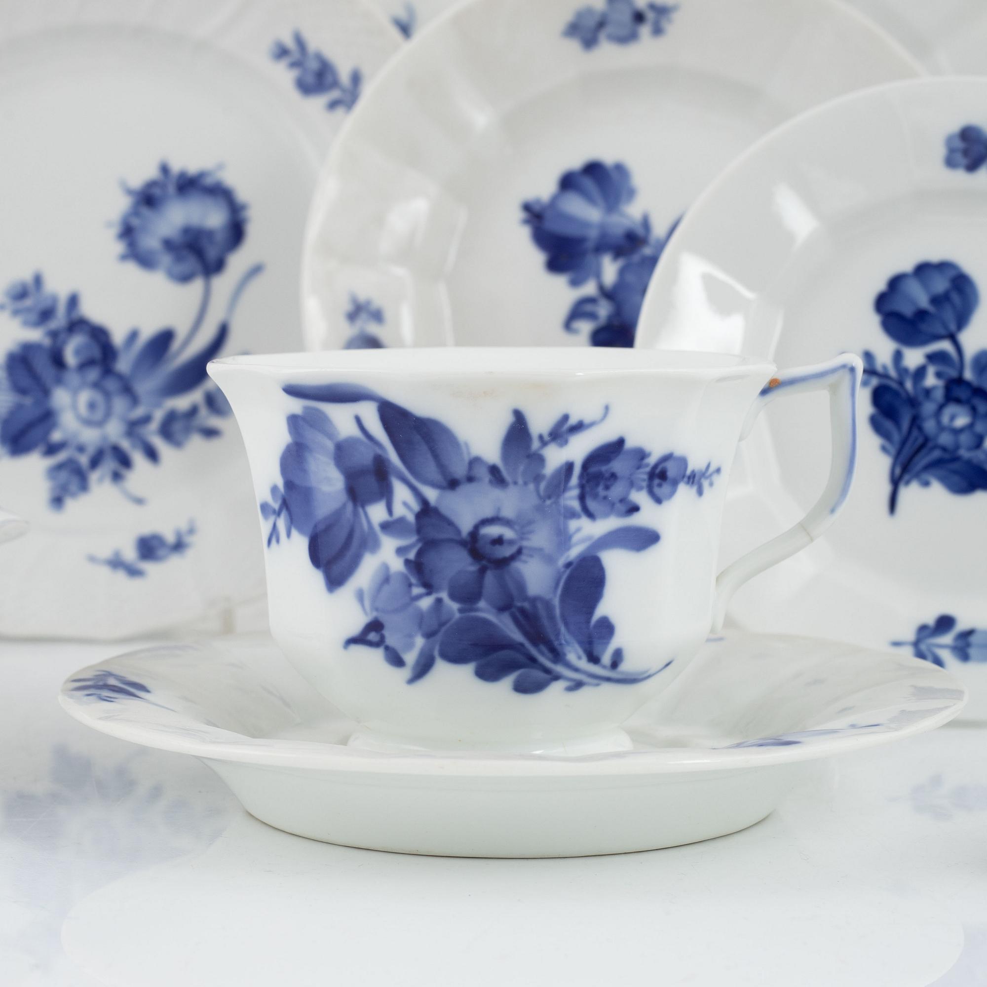 A 71-piece "Blue flower" porcelain dinner and coffee service, Royal Copenhagen, Denmark.