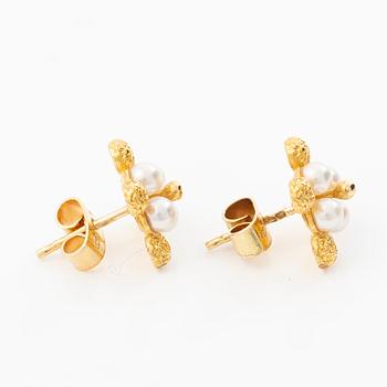 Björn Weckström, a pair of 'Pearlflower' earrings, Fyrklövern Lapponia, Finland.