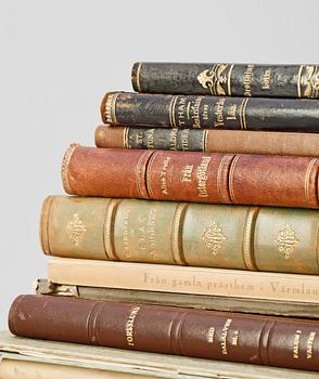 BOKPARTI OM SVERIGE, 12 vol, bla "Beskrifning öfver Westerås Län" av W. Tham, Stockholm 1849.