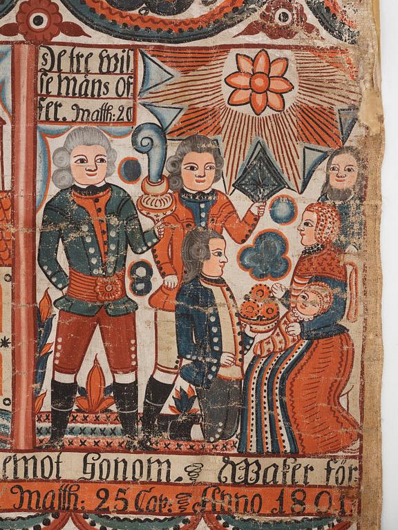 Tapestry painting, Halland, Johannes Nilsson (1757-1827), Breared 1801.