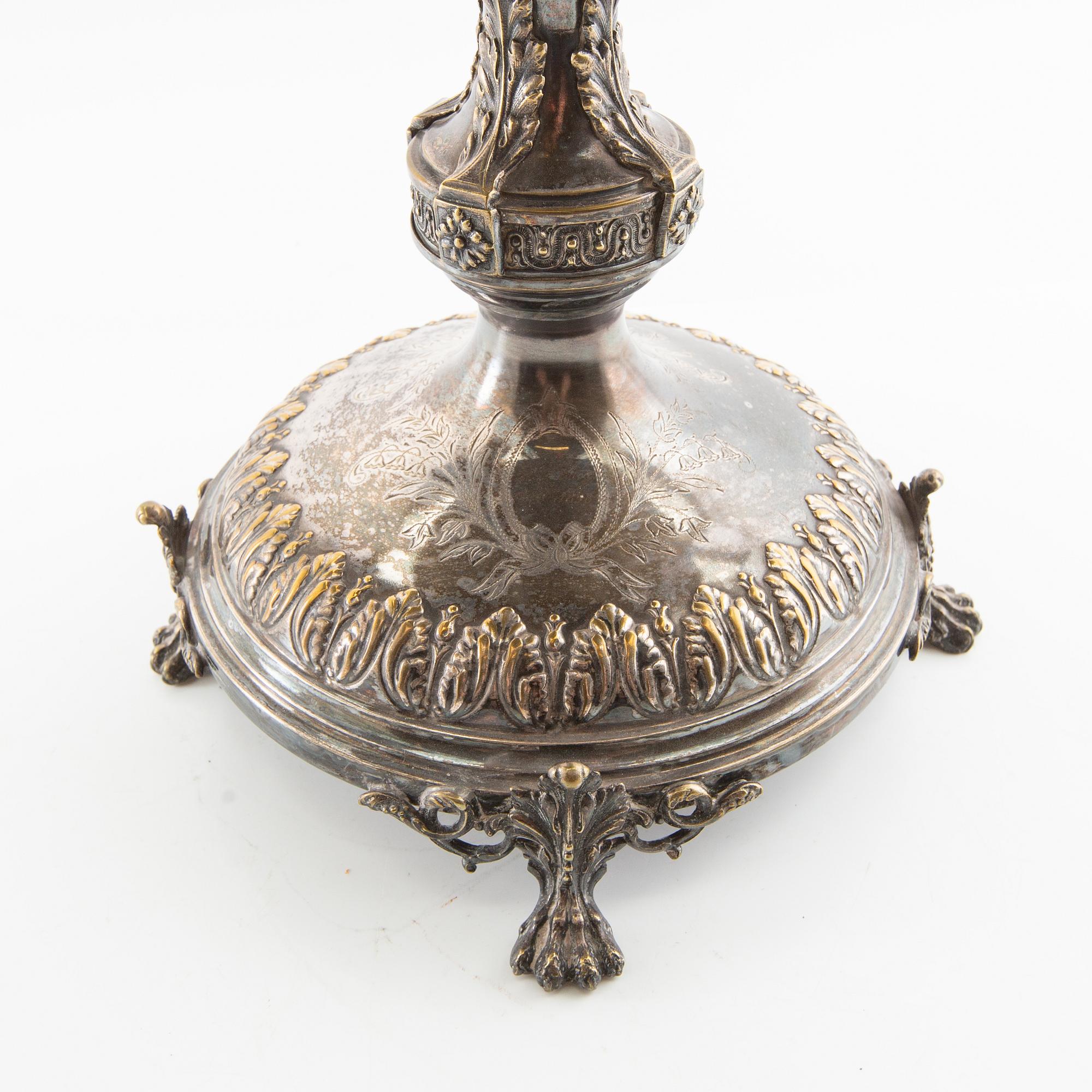 Bowl on foot Neo-Renaissance around 1900 silver plate.