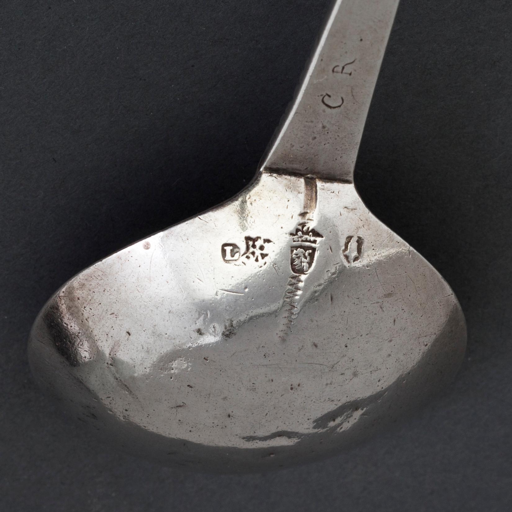 A 17th century silver spoon, unidentified marks.