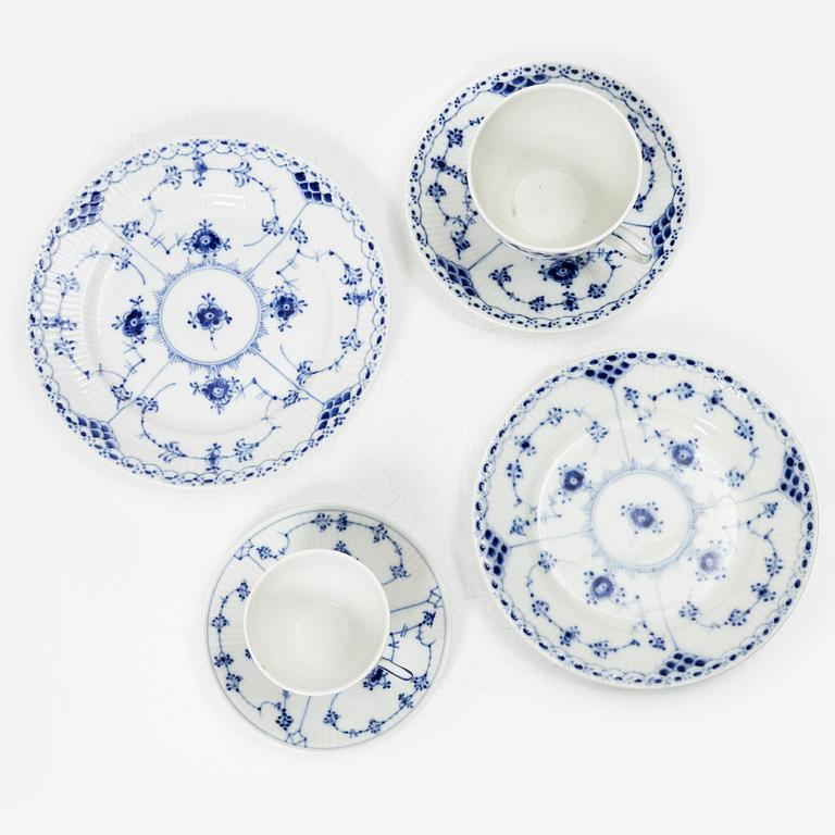 Royal Copenhagen, A 'Blue fluted' dinner and coffee service, most half lace (92 pieces).