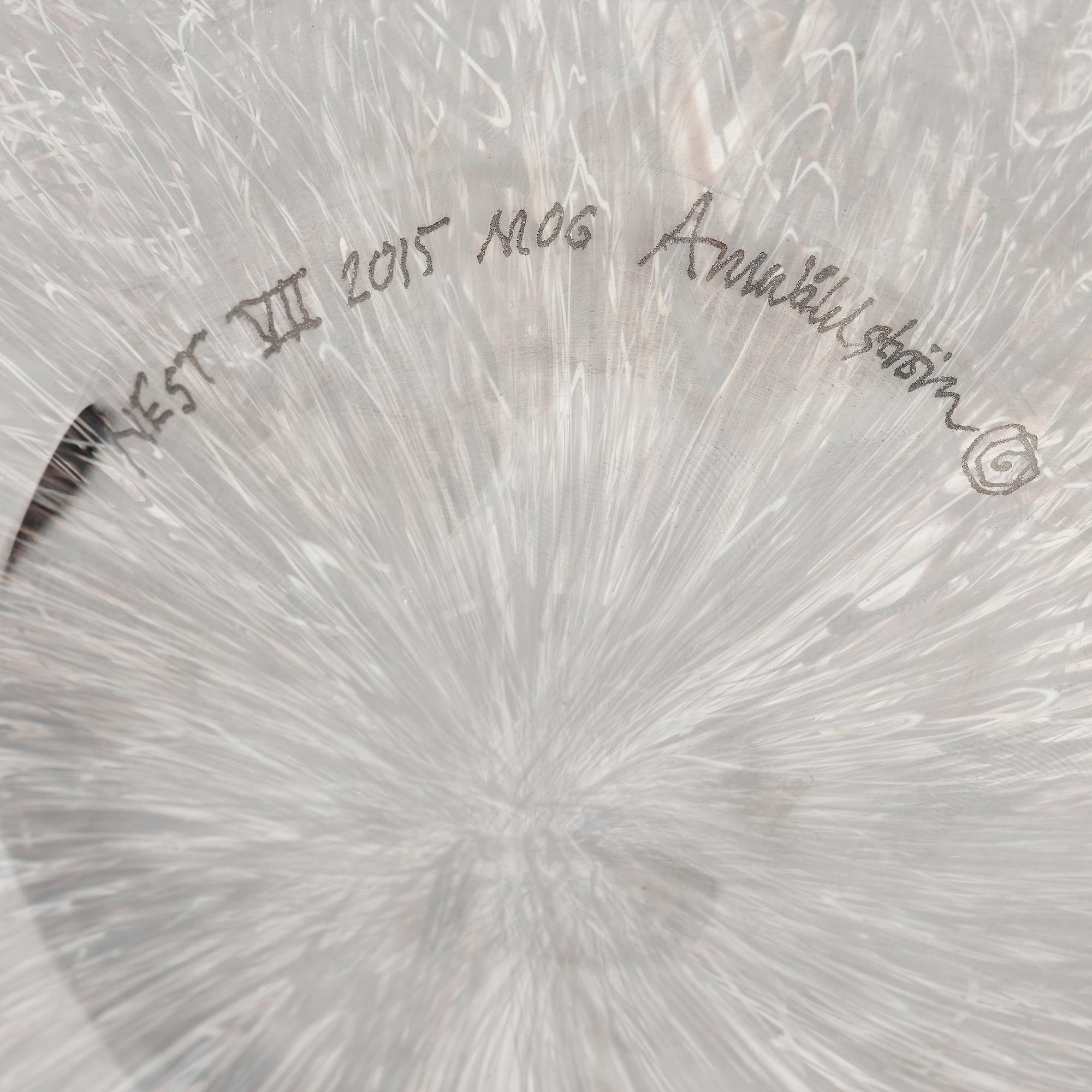 Ann Wåhlström, unik vas, "Nest VII", glas, Tacoma glashytta, Seattle, USA, 2015.