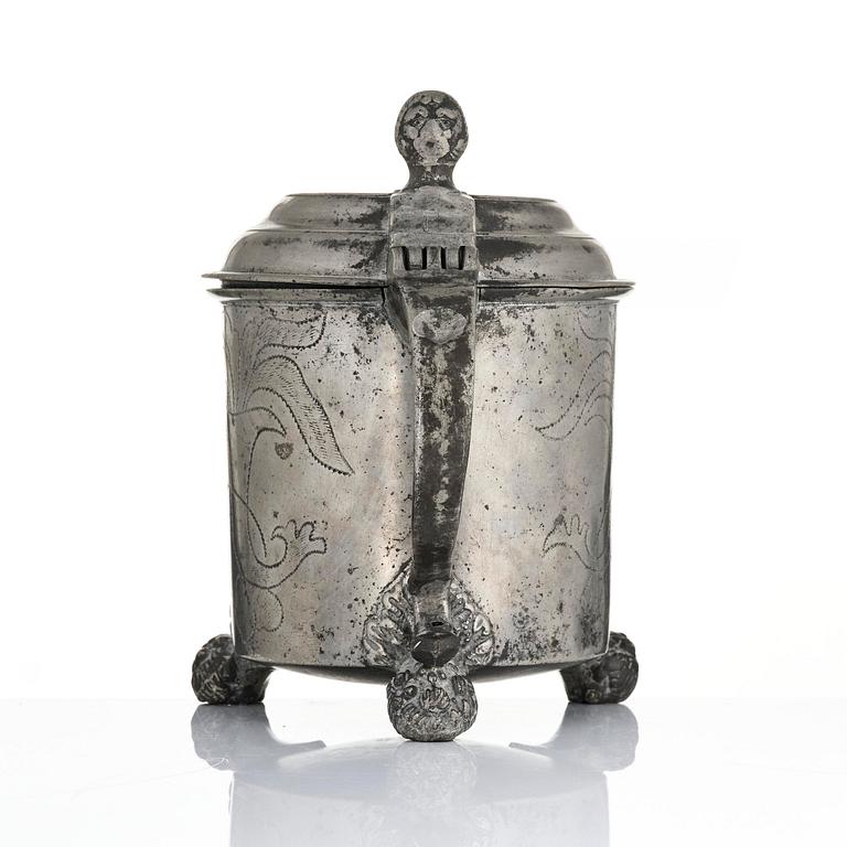 A pewter tankard by G. Östling, Vimmerby 1777.