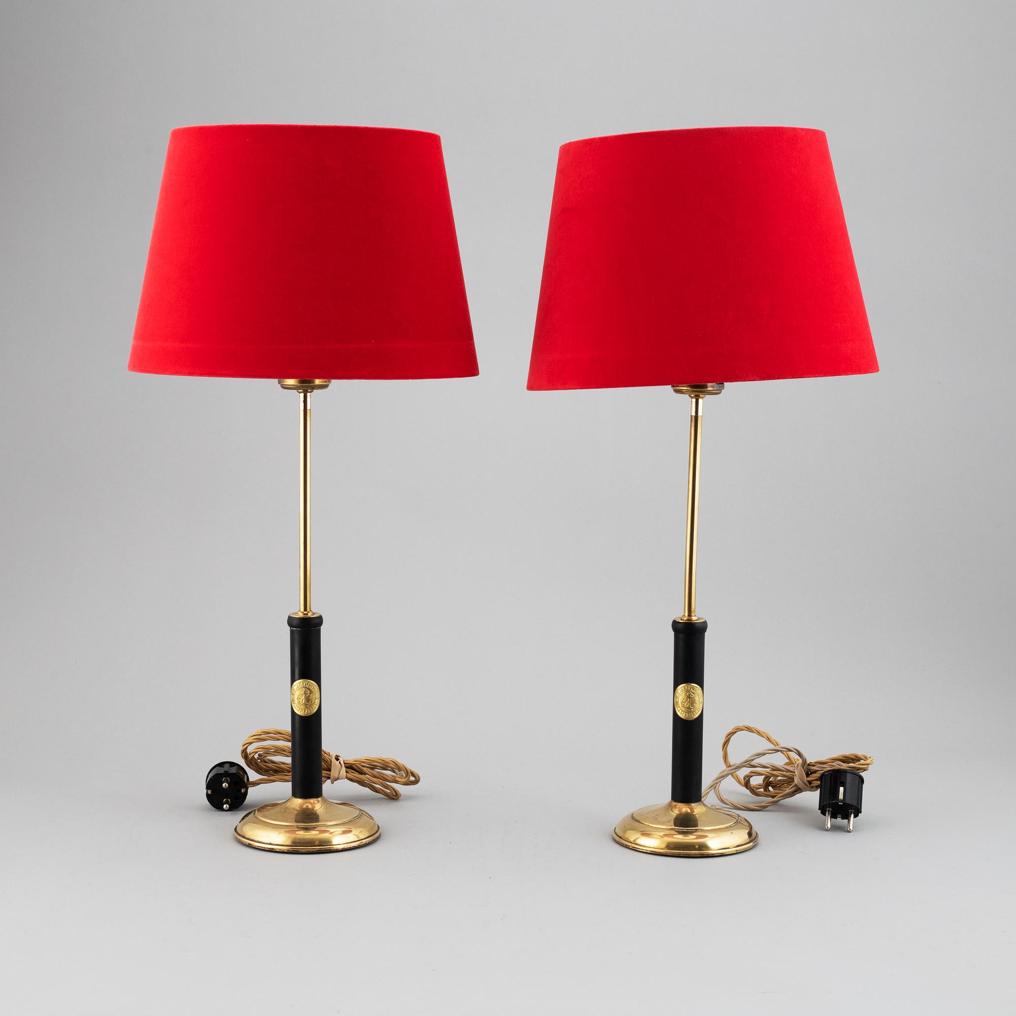 A pair of table lamps, Karlskrona Lampfabrik, second half 1900's.