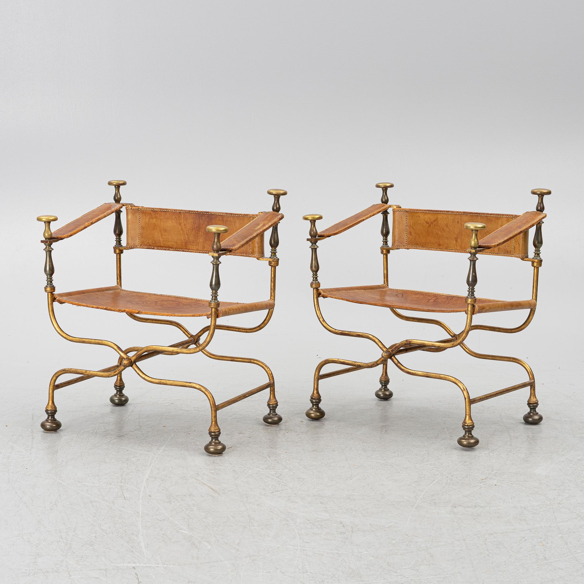 Armchairs, a pair, antiquarian style, Italy.