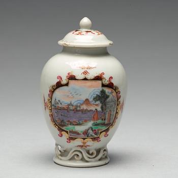 A famille rose tea caddy, Qing dynasty, Qianlong (1736-95).