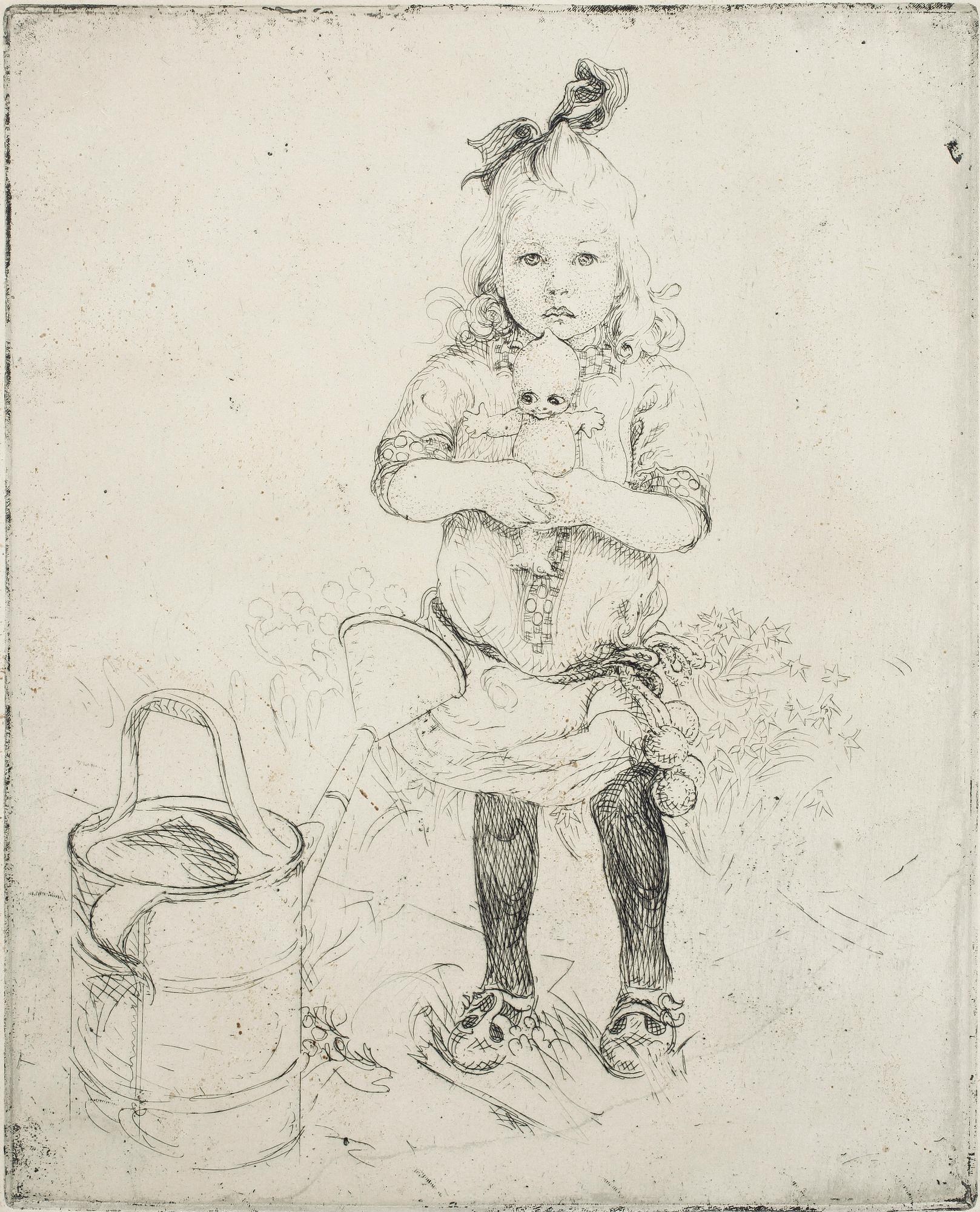 CARL LARSSON, etsning, monogramsign.