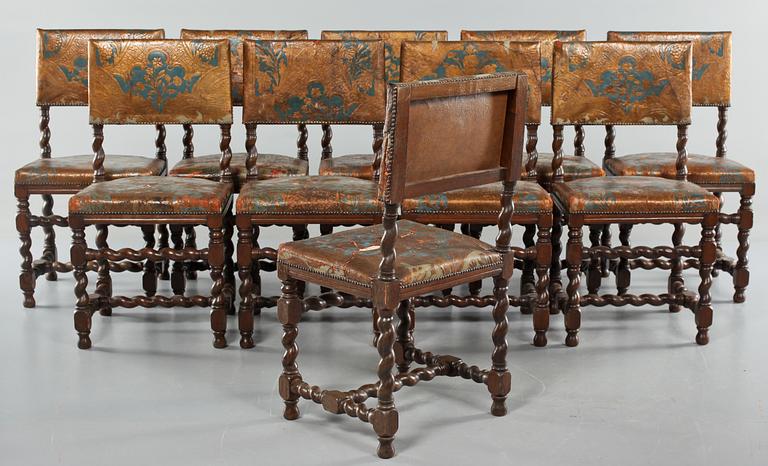 STOLAR, 10 st, barockstil, omkring år 1900.