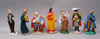 FIGURINER, 7st, glas. Trol Tjeckien. 1900-tal.