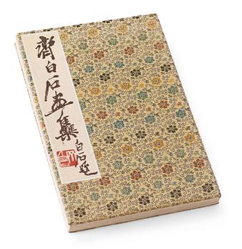 1454. BOK MED TRÄSNITT, "Qi Baishi hua ji", dedikation till Hjalmar Mehr från Geng Biao, 1954.