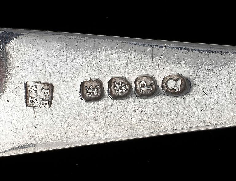 PARTI BESTICK, silver 14 st, bland annat J. Henrik Frodell, Stockholm, 1804. Vikt ca 565g.