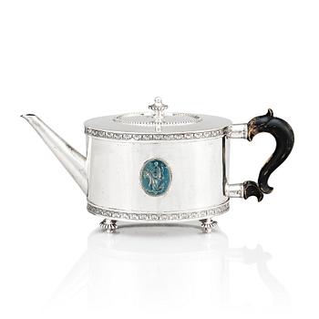 182. A Swedish late Gustavian silver tea-pot, mark of Johan Abraham Hallard (Hallardt), Stockholm 1794.