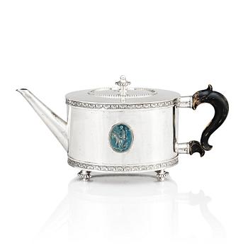 182. A Swedish late Gustavian silver tea-pot, mark of Johan Abraham Hallard (Hallardt), Stockholm 1794.