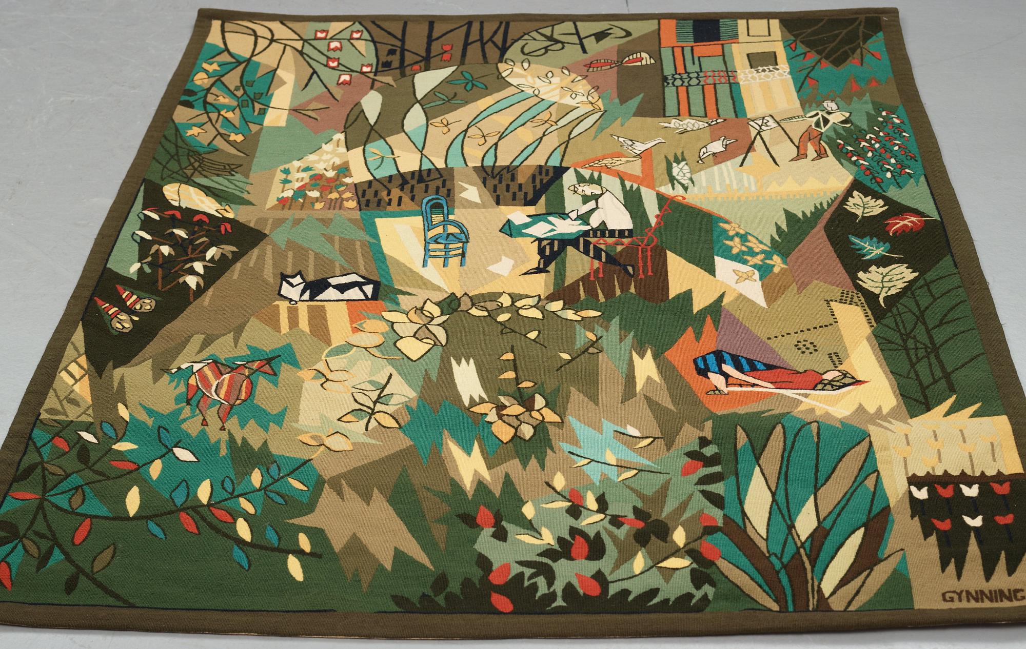 Lars Gynning, A Tapestry, "My Garden", flat weave, ca 193,5-195 x 145-146,5 cm, signed GYNNING MTP.