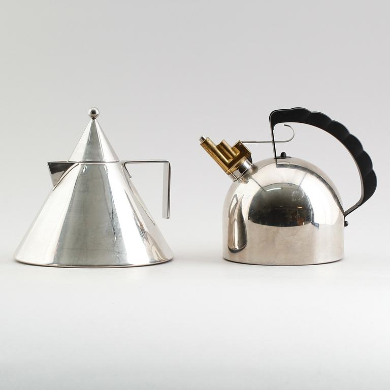 VATTENKOKARE, 2 st, stål, Alessi, 1900-/2000-tal.