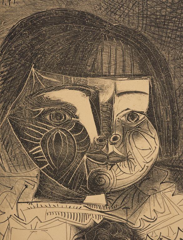 Pablo Picasso, "Paloma et sa Poupée sur Fond noir".