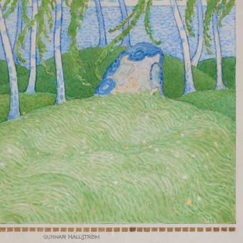 Gunnar Hallström, Sunlit birch grove.