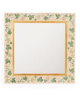 A Svenskt Tenn mirror attributed to Estrid Ericson, the frame covered in fabric.