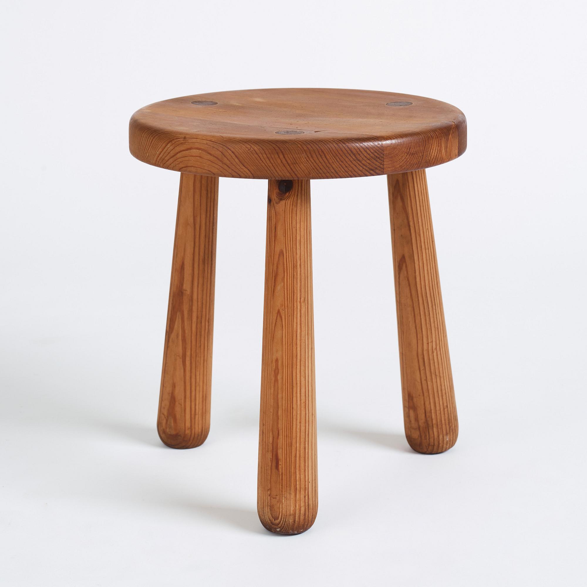 Axel Einar Hjorth, a stained pine 'Utö' stool, Nordiska Kompaniet, Sweden 1930s.