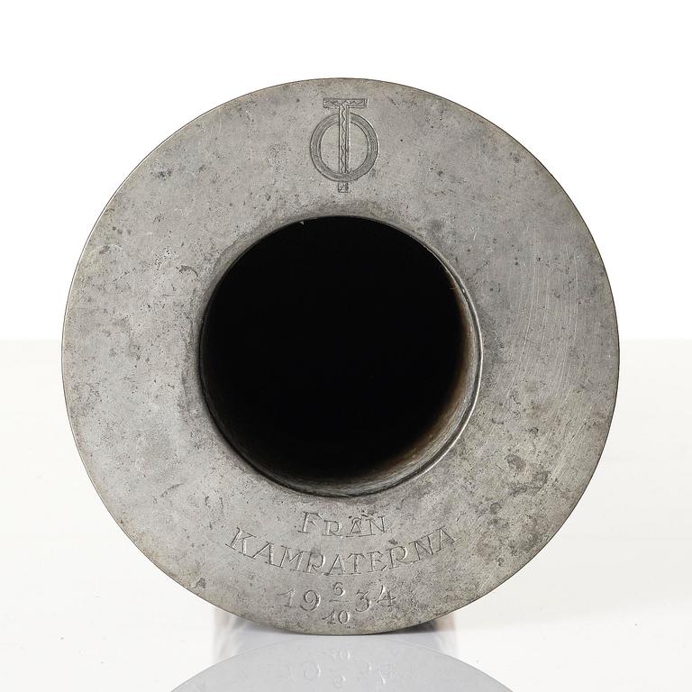 Wiwen Nilsson, a rare spherical modernist pewter vase, Ystad-Metall, Sweden, 1932.