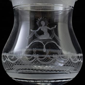 SIMON GATE, pokal, glas, "Aurora",  Orrefors, 250-års jubileum, 1726-1976. Numrerad 49/500.