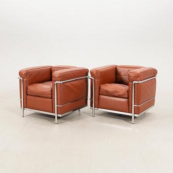 Le Corbusier, Pierre Jeanneret & Charlotte Perriand, fåtöljer ett par, "LC2", Cassina, Italien sent 1900-tal.