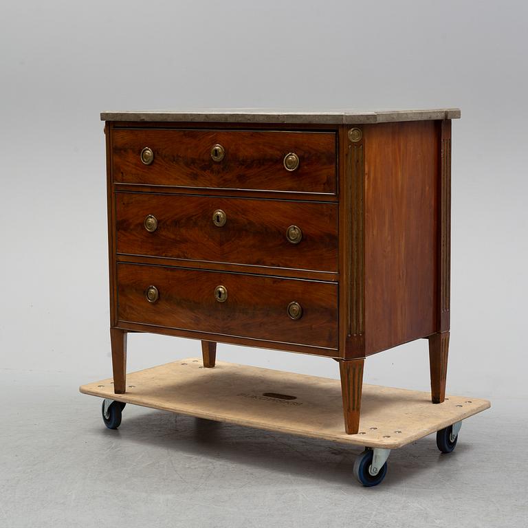 A late gustavian style chest of drawers, late 19th century.