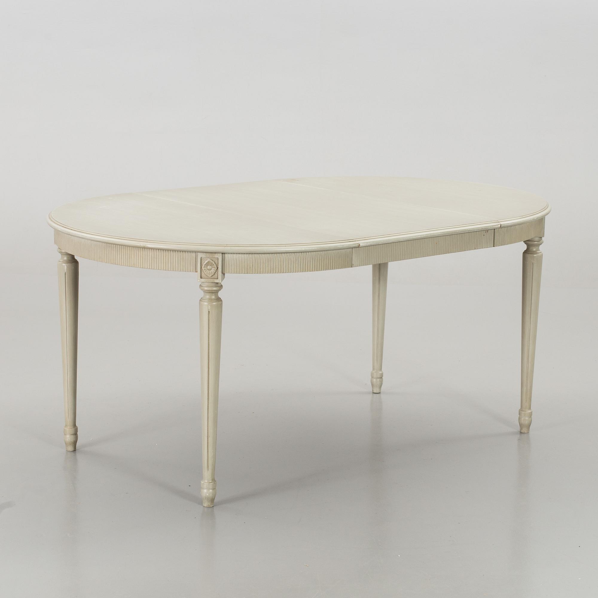 A set of table and 6 pcs of chairs, late 20th century,