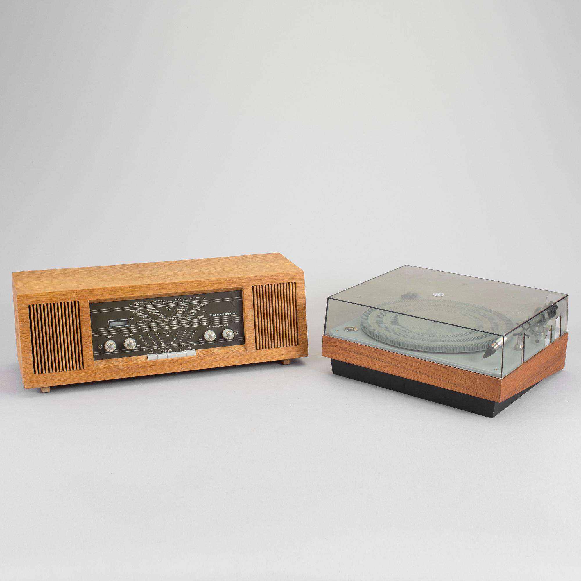 SKIVSPELARE OCH RADIO, His Master´s voice/Bang Olufsen och Conserton, Stockholm, omkring 1960.