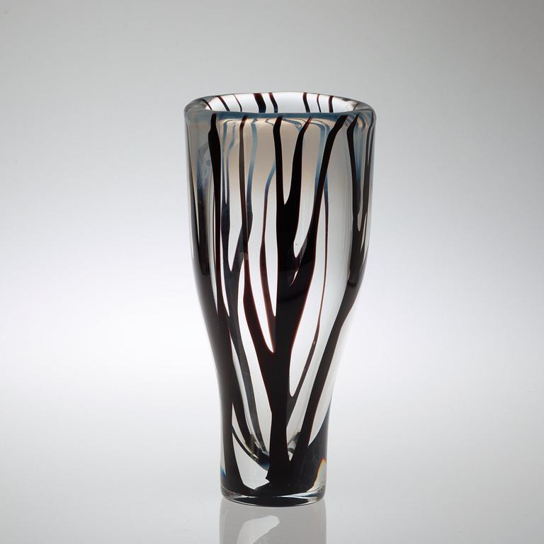 A Vicke Lindstrand glass vase, 'Tree in fog', Kosta 1950's.