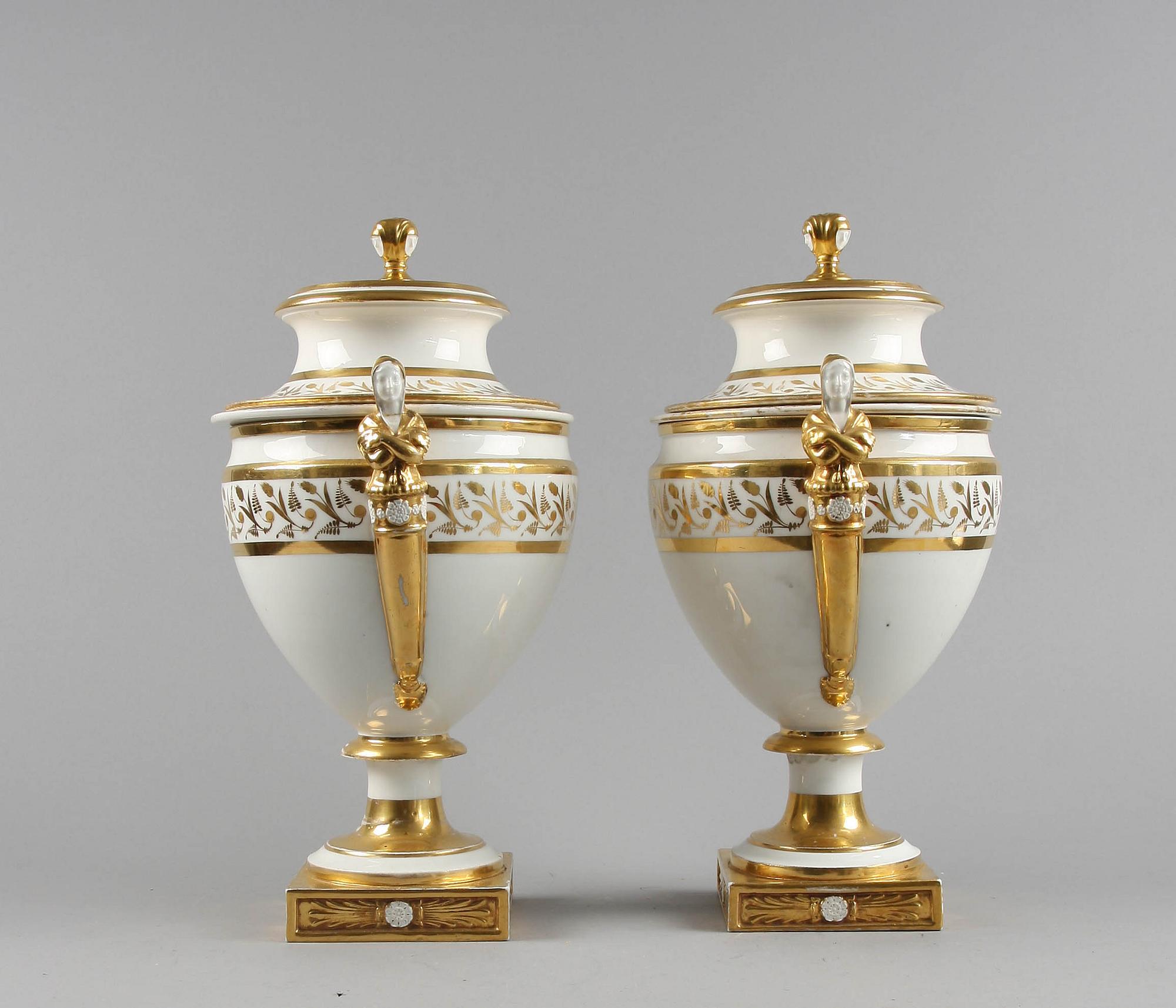 A pair of French ice cream coolers with covers and liners, Empire.