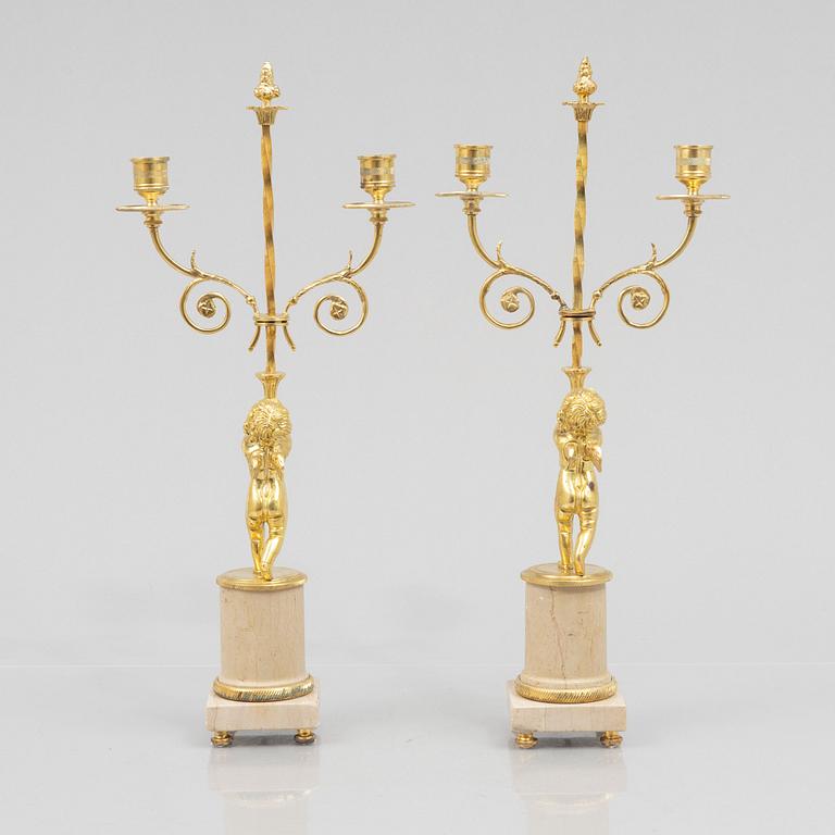 A pair of Candelabra, Empire style, late 20th century.