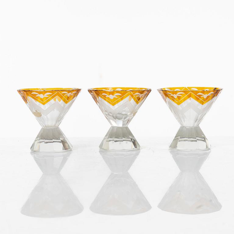 A seven-piece Bohemian glass service, 1930s.