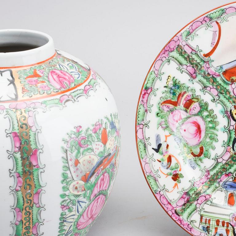 Chinese Jar and Plate, 20th century.