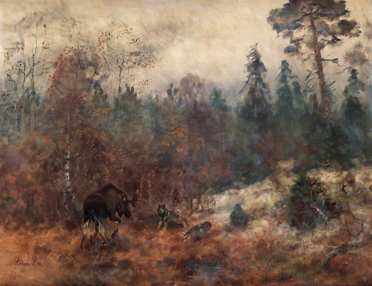 Lindorm Liljefors, Moose and hounds.