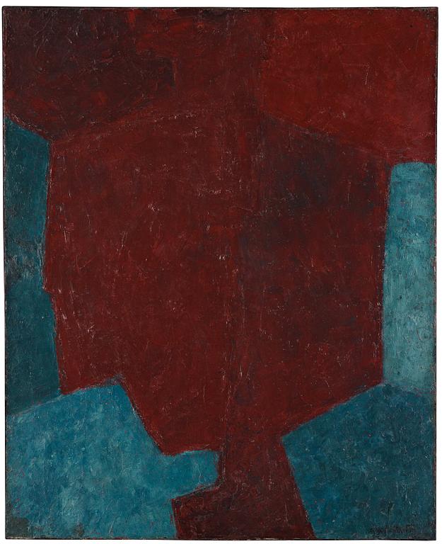 Serge Poliakoff, "Composition abstraite grenat et Bleu".