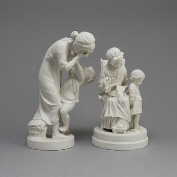 FIGURER, 2 st, parian, Gustafsberg, en daterad 1918.