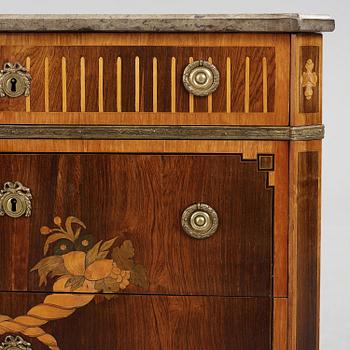 A Gustavian marquetry commode by G. Foltiern (master in Stockholm 1771-1804).