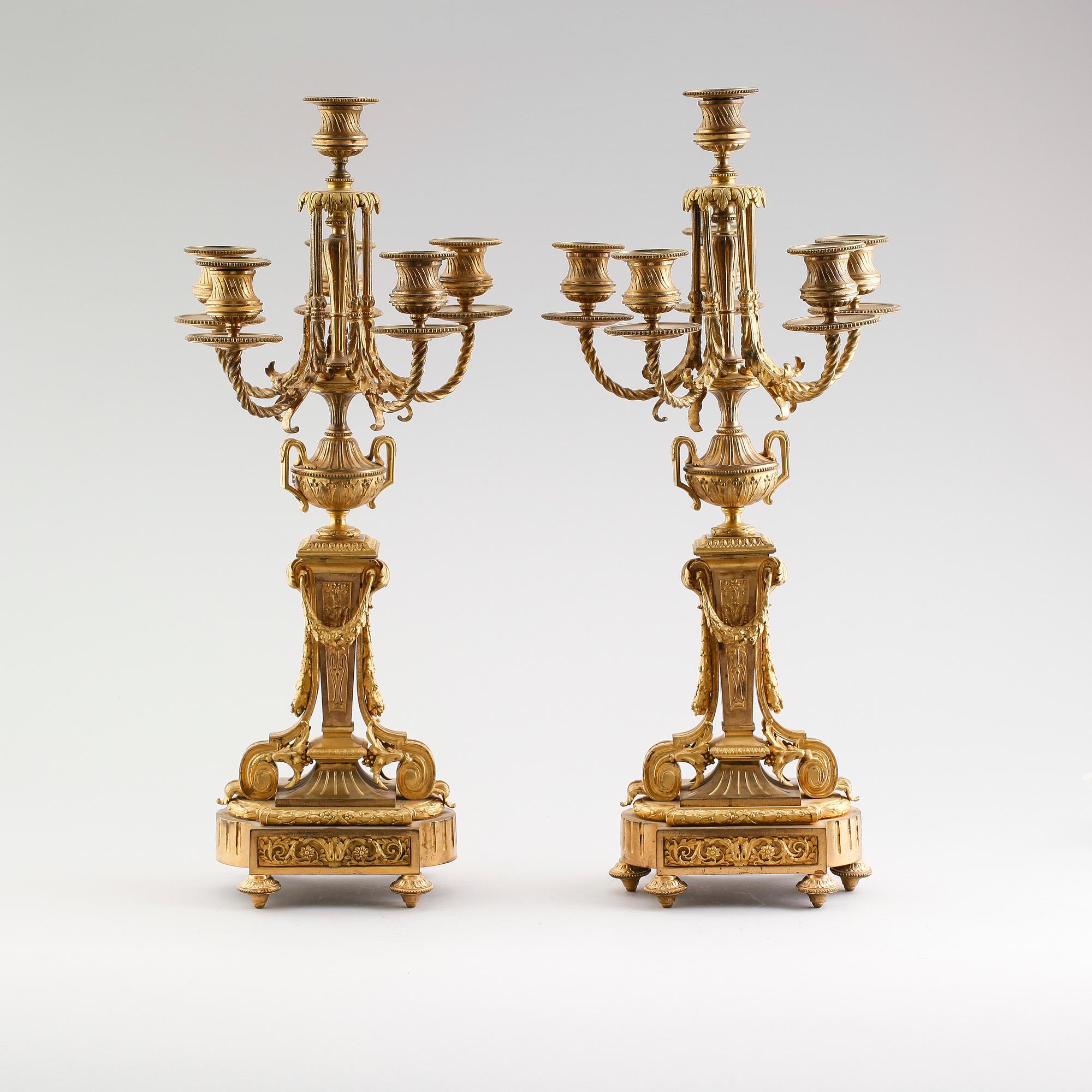 KANDELABRAR, 1 par, Frankrike, 1800-tal.