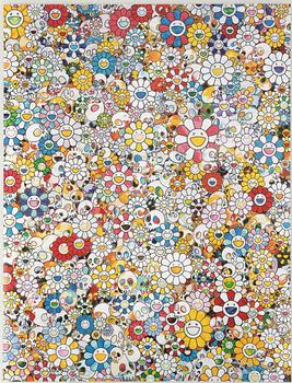 Takashi Murakami, "Skulls and Flowers (Multicolor)".